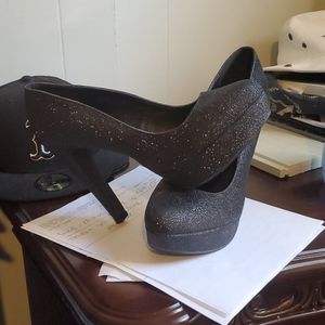 Charlotte Russe black glitter heels.